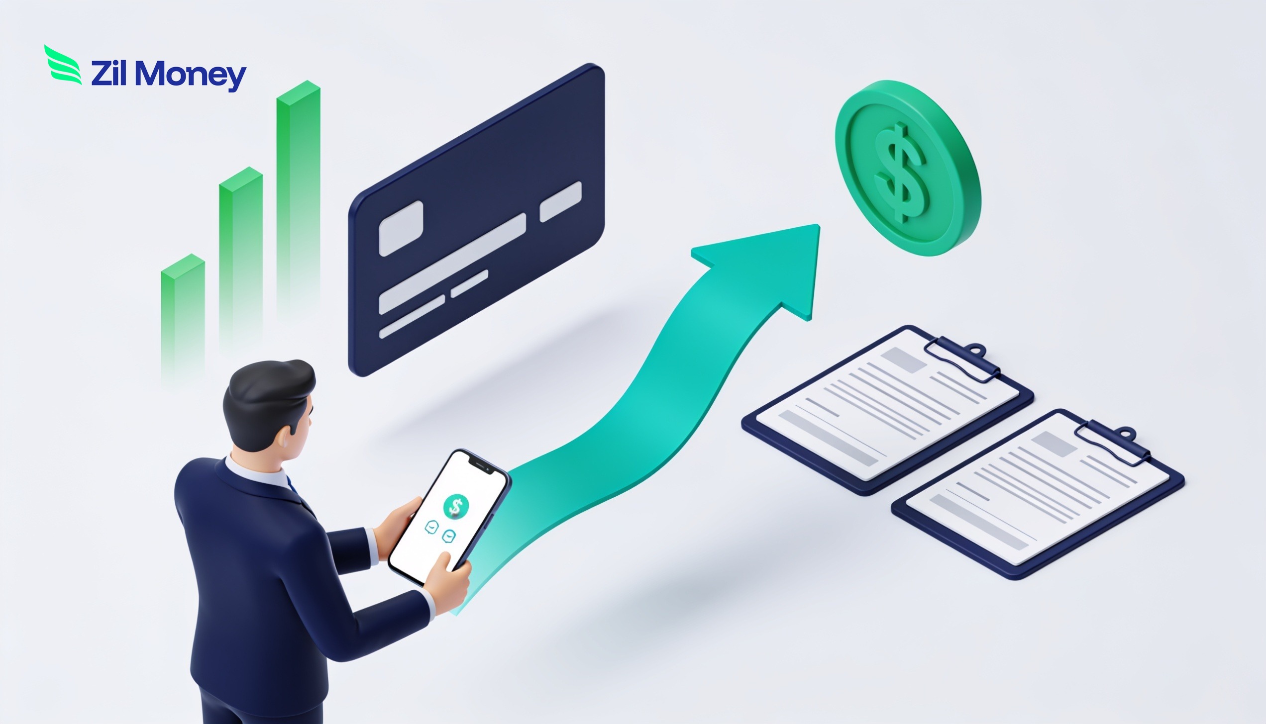 Credit card payment app for business — Zil Money used to pay a vendor by card on a smartphone