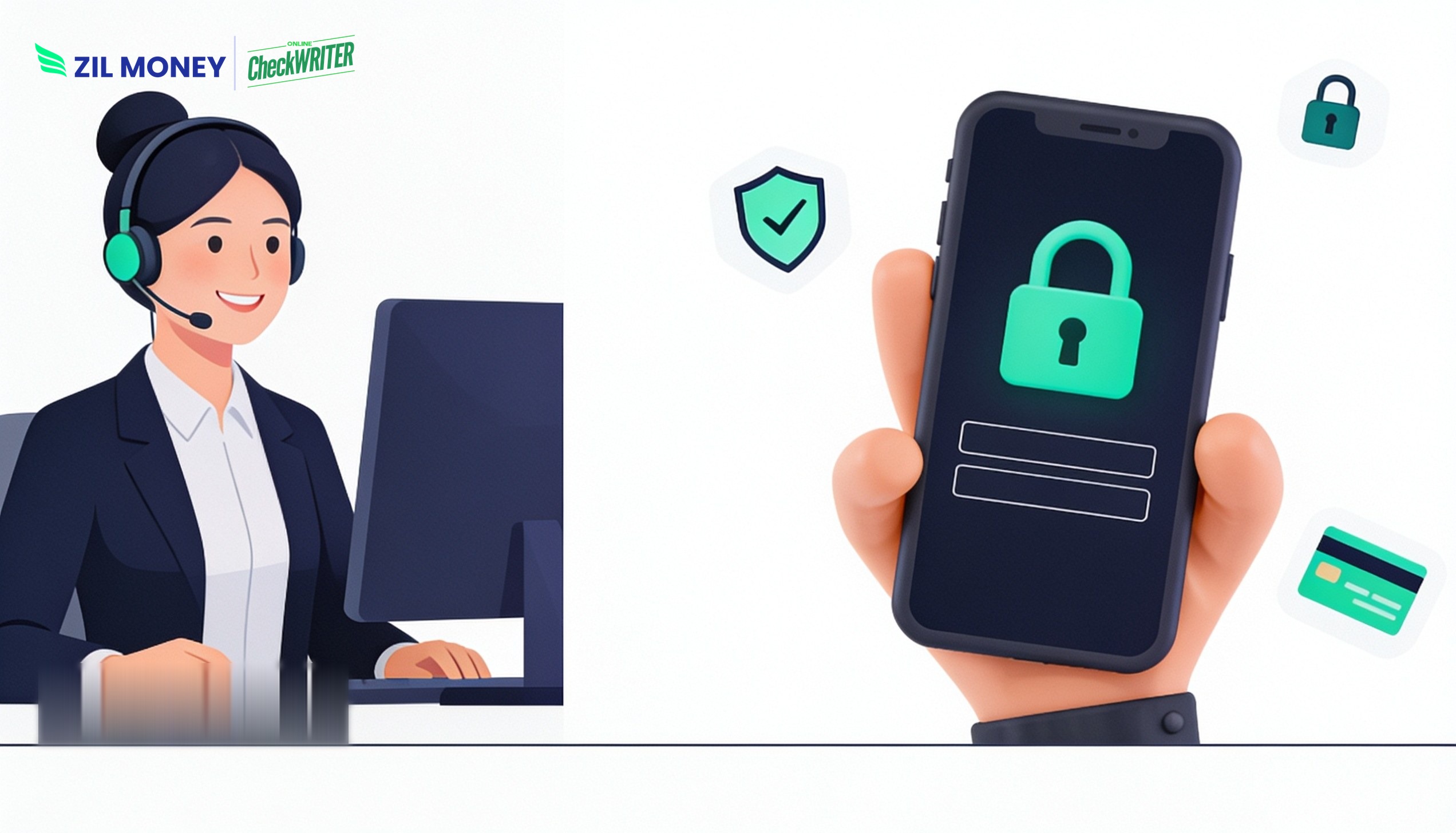 Accepting call center payments securely with a Zil Money payment link Call center agent accepting call center payments securely by sending a Zil Money payment link