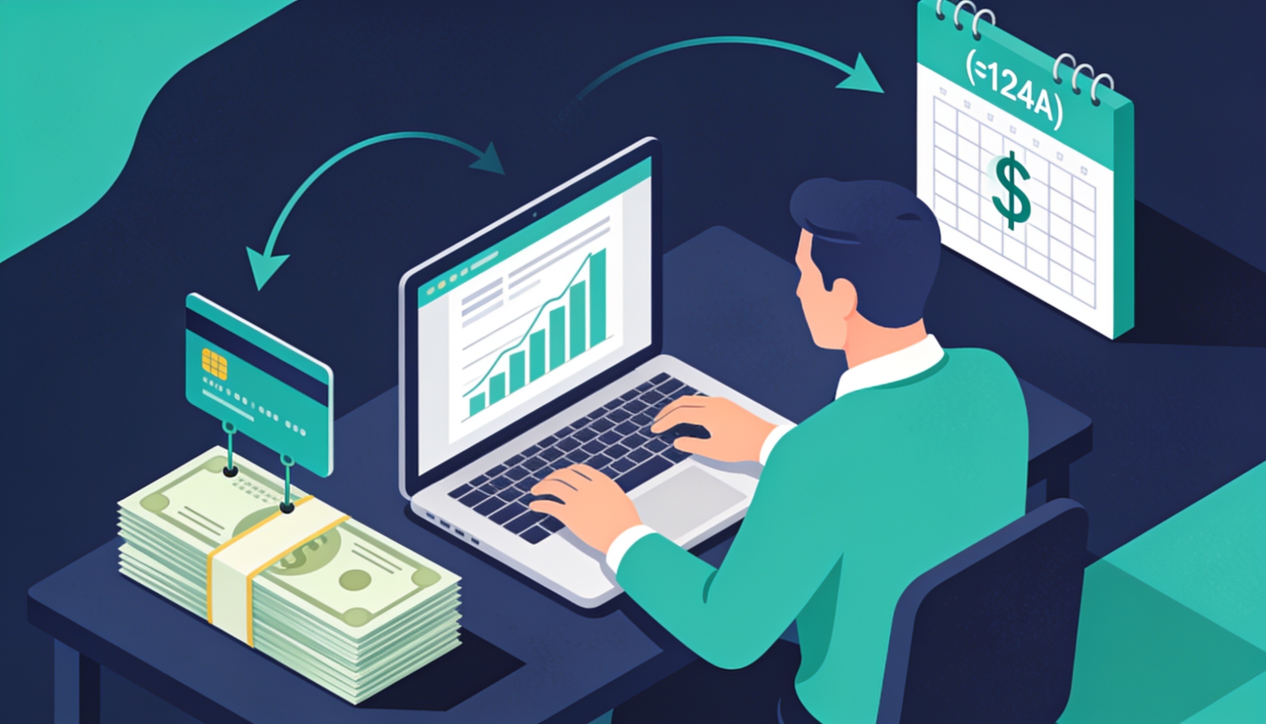 Business owner paying QuickBooks payroll with a credit card on the Zil Money dashboard while employees receive normal deposits