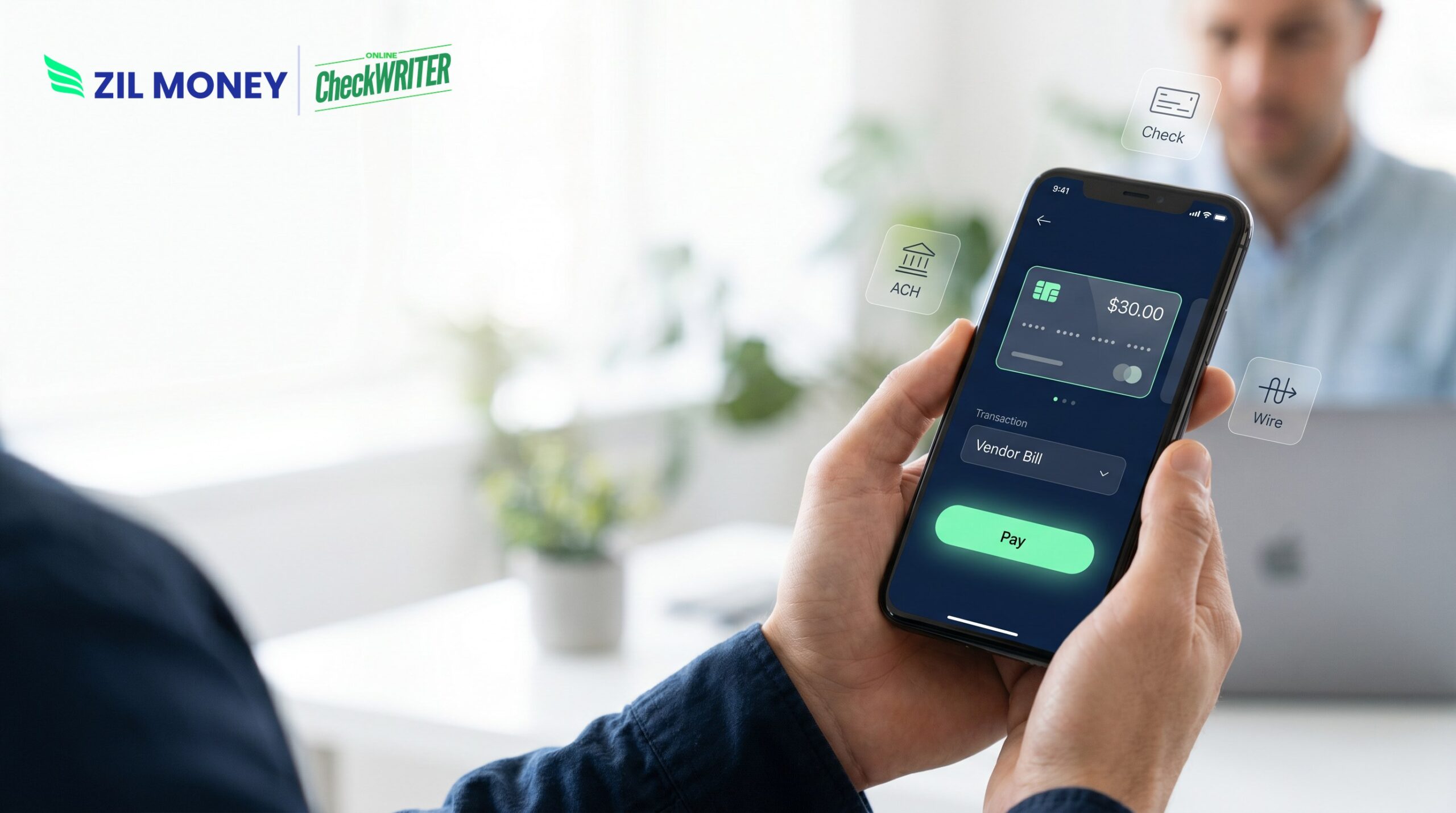 App for credit card payments with Zil Money App for credit card payments on a phone paying a vendor bill with Zil Money