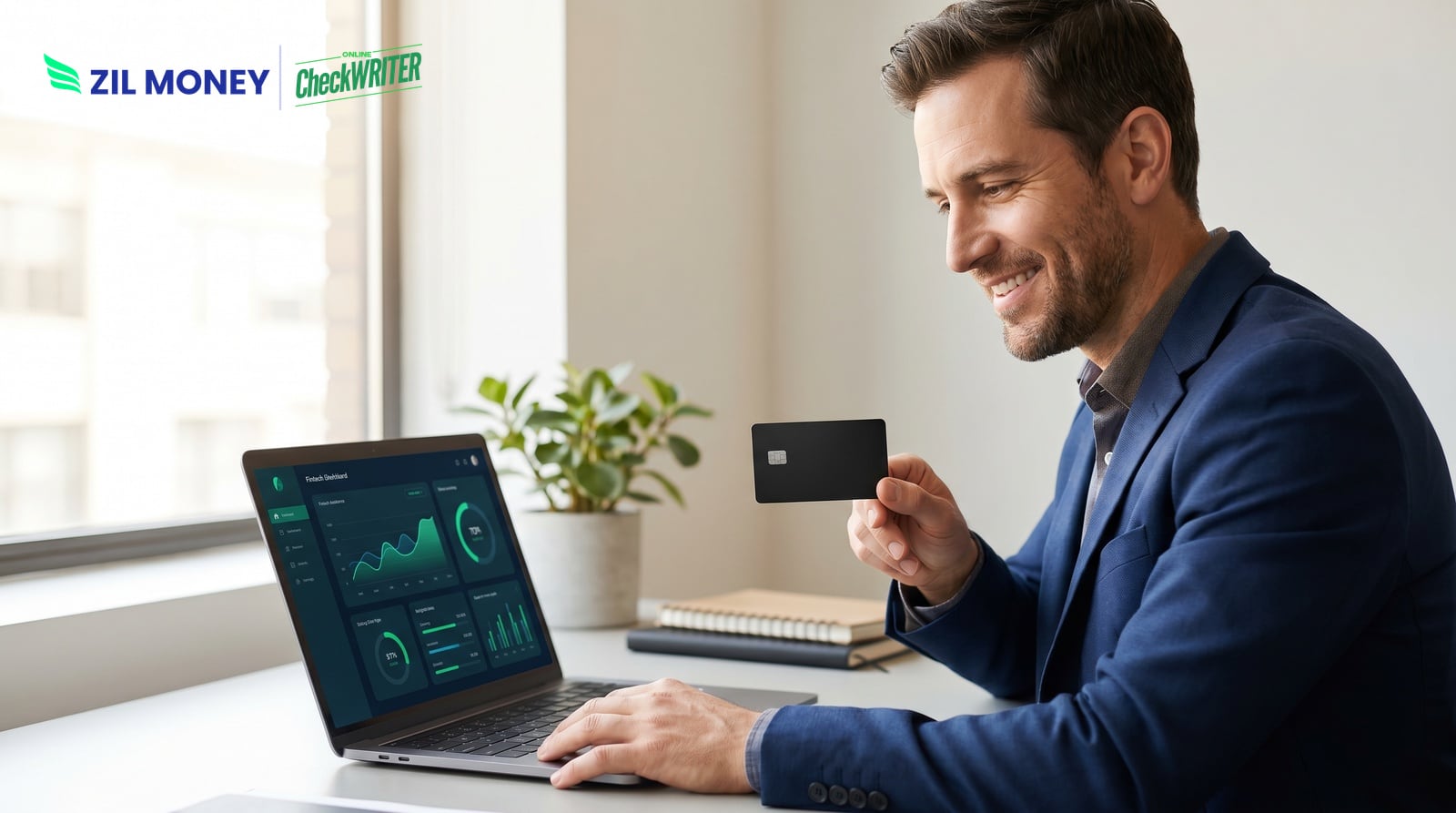Pay Vendors With a Business Credit Card Business owner paying vendors with a business credit card on a laptop dashboard