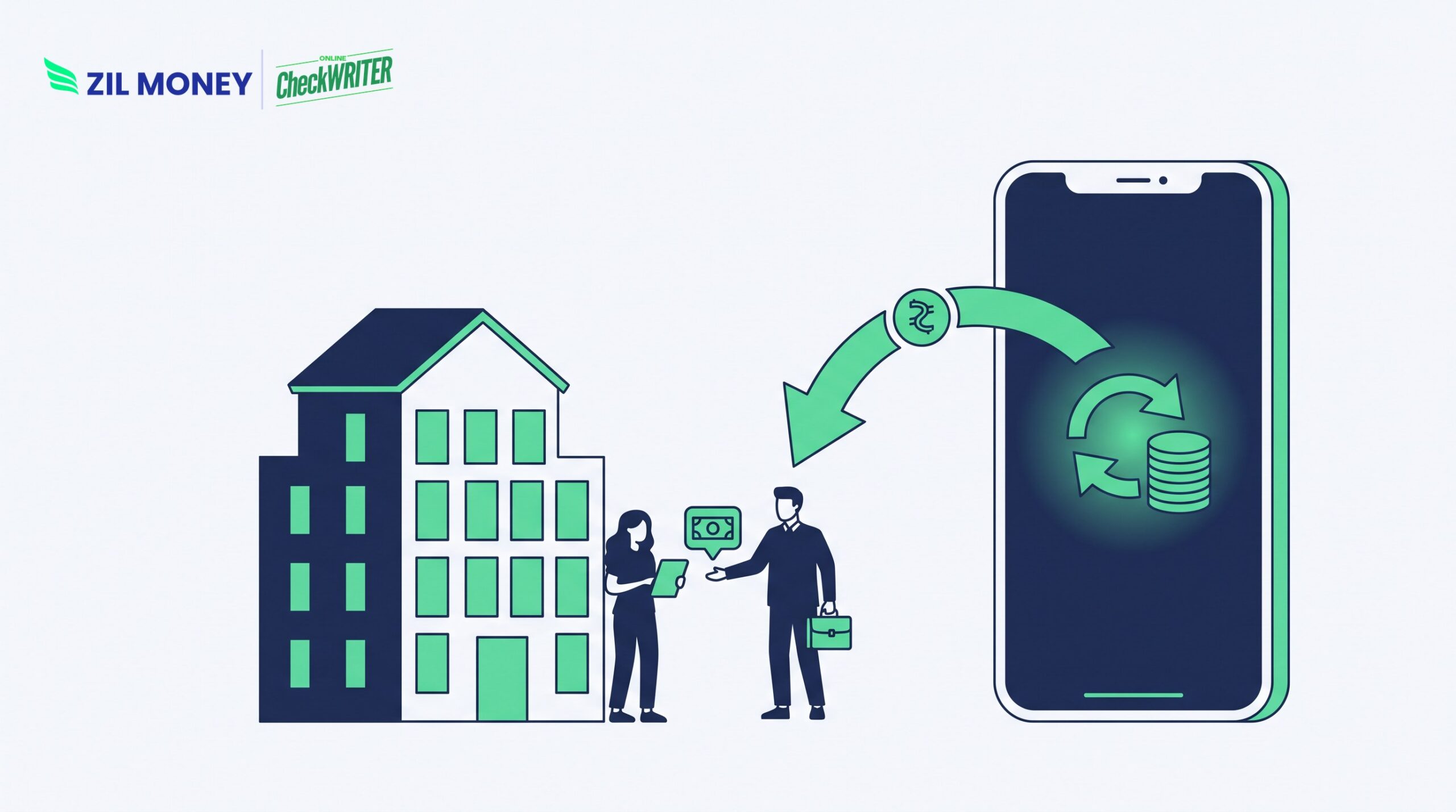 ACH rent payments flowing from a tenant to a landlord digitally